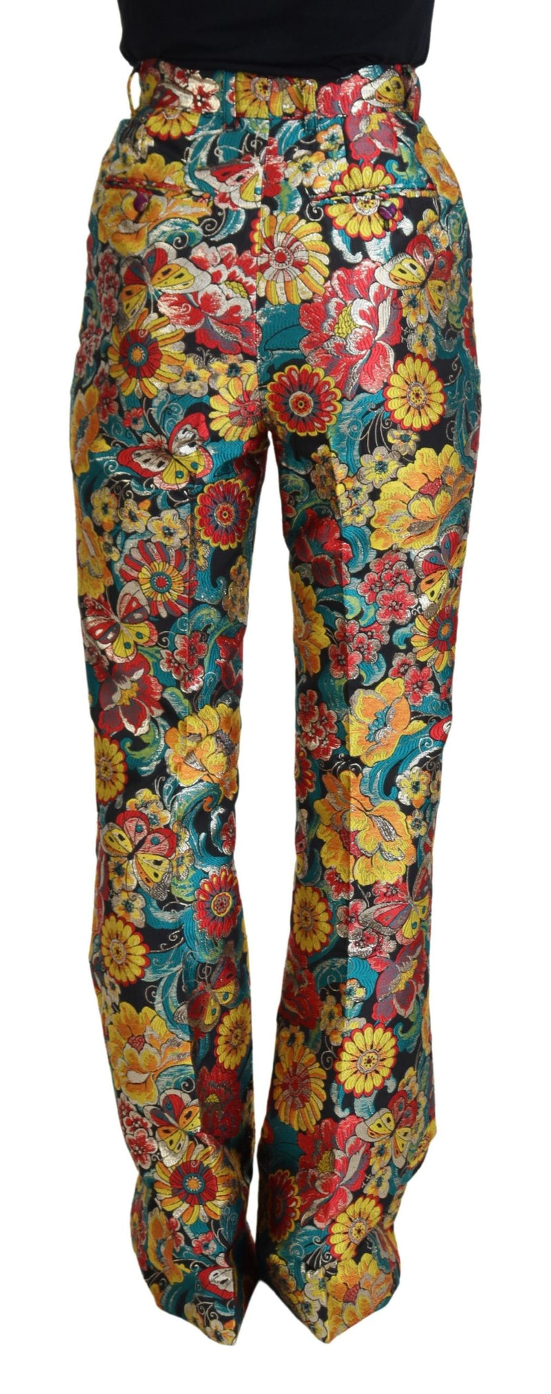 Eleganti pantaloni intrecciati multicolore