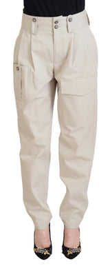 Pantaloni di cotone beige chic per un elegante comfort