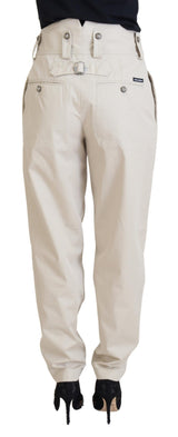 Pantaloni di cotone beige chic per un elegante comfort