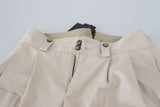 Pantaloni di cotone beige chic per un elegante comfort