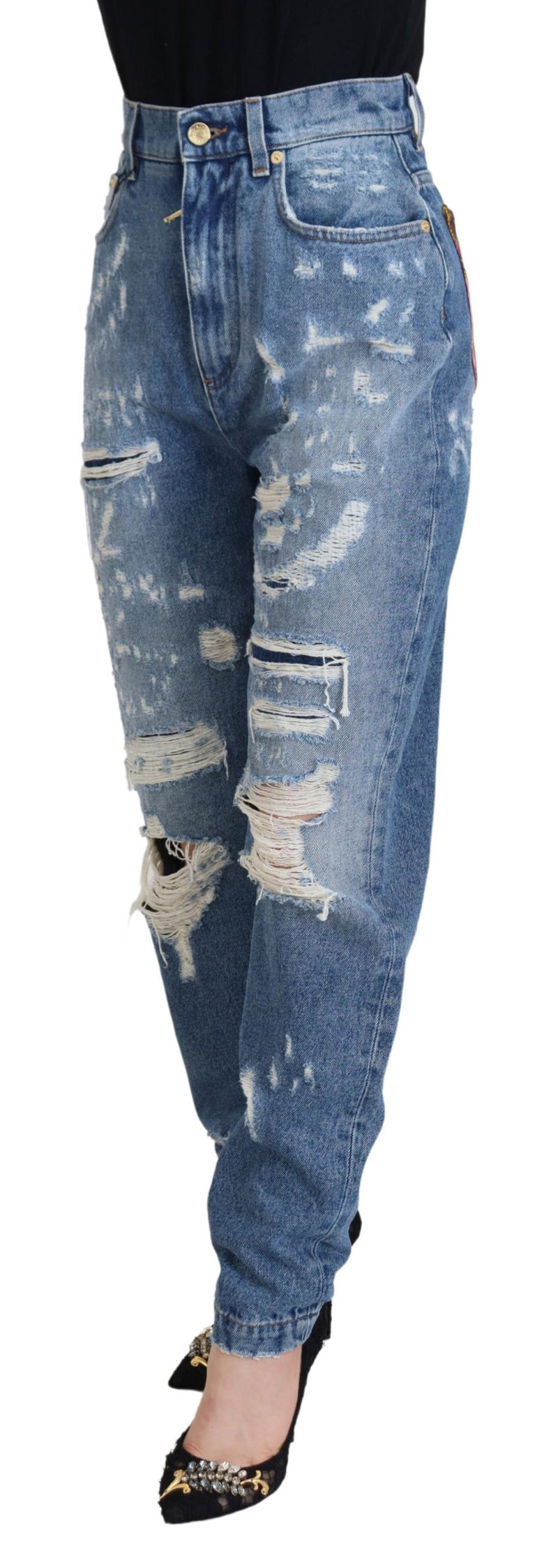 Chic zerfetzte Denimhose - Indigo -Essenz