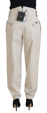 Elegantes pantalones de algodón beige