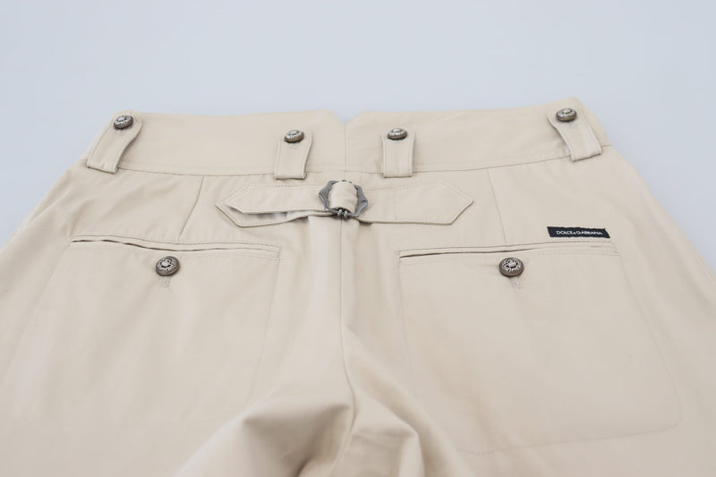 Elegantes pantalones de algodón beige