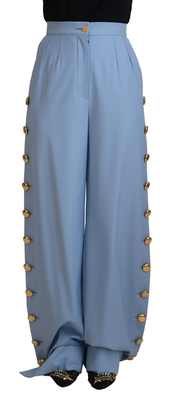 Elegante hellblaue Woll-Silk-Mischhose