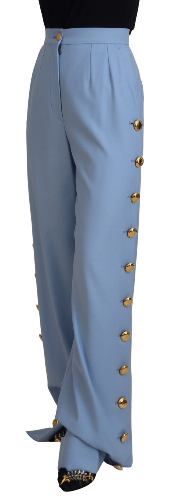 Elegante hellblaue Woll-Silk-Mischhose