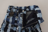 Patchwork multicolore jeans magri a vita alta