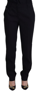 Elegante schwarze Woll-Silk-Mischhose