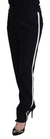 Elegante schwarze Woll-Silk-Mischhose