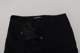 Elegant Black Wool-Silk Blend Trousers