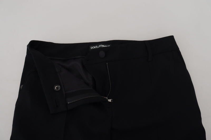 Elegante schwarze Woll-Silk-Mischhose