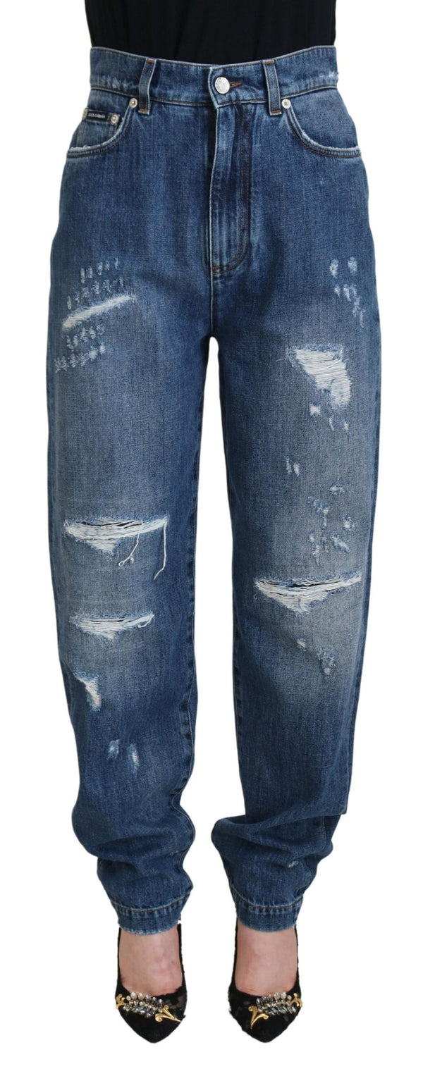 Eleganti jeans in denim a brandelli