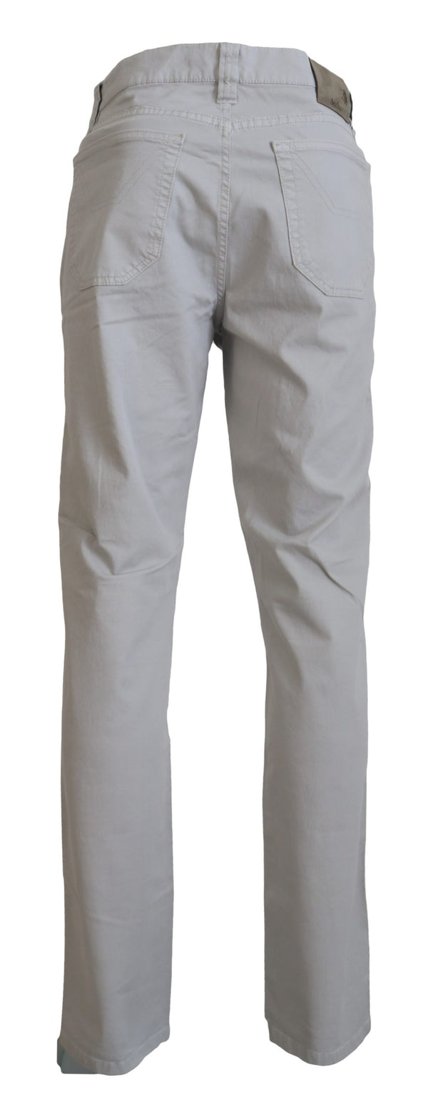 Elegantes pantalones de mezcla de algodón gris