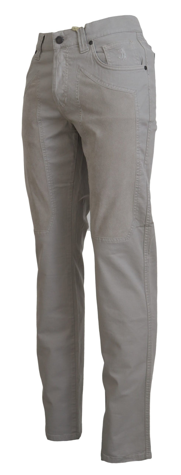 Elegantes pantalones de mezcla de algodón gris