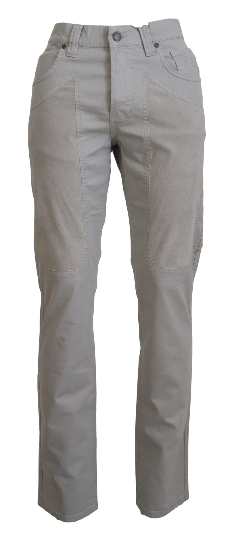 Elegantes pantalones de mezcla de algodón gris