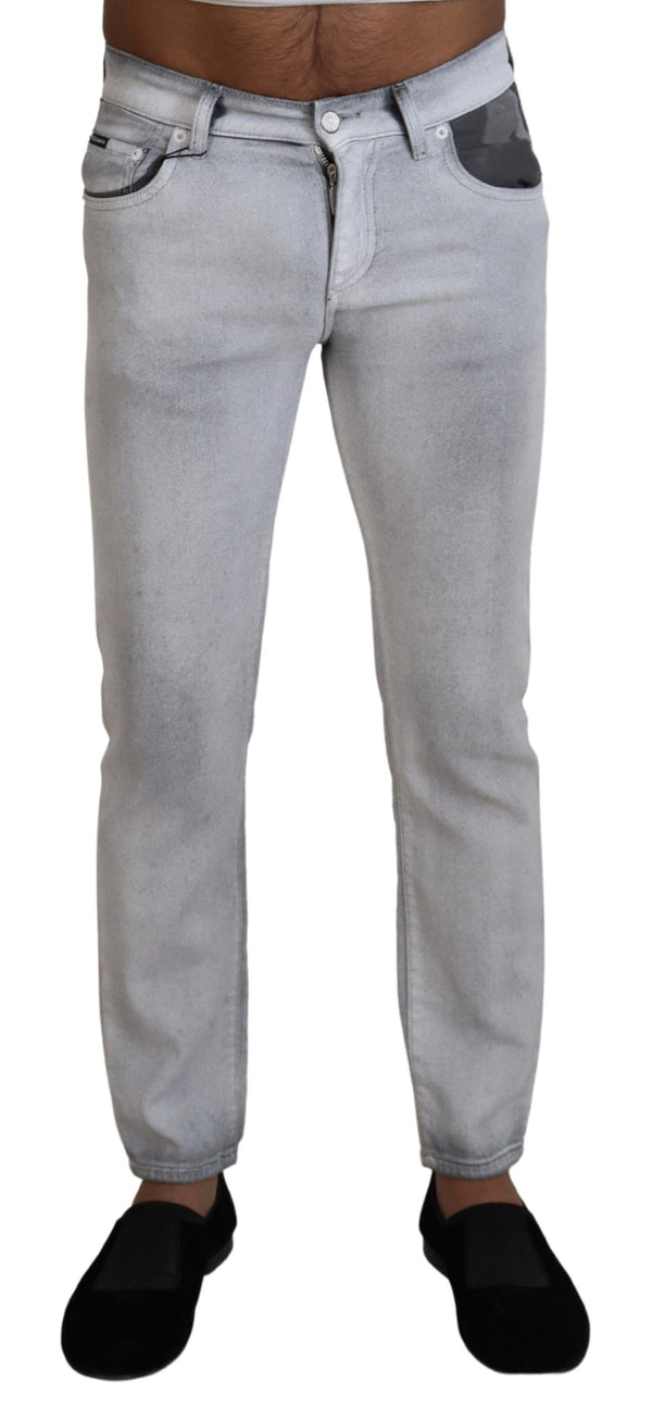 Elegantes pantalones de mezcla de algodón gray lavado