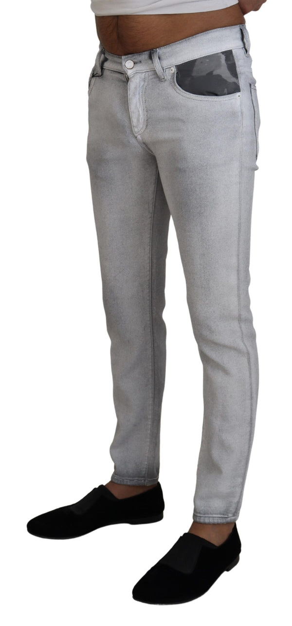 Elegantes pantalones de mezcla de algodón gray lavado