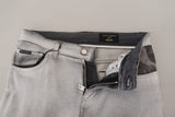 Elegantes pantalones de mezcla de algodón gray lavado