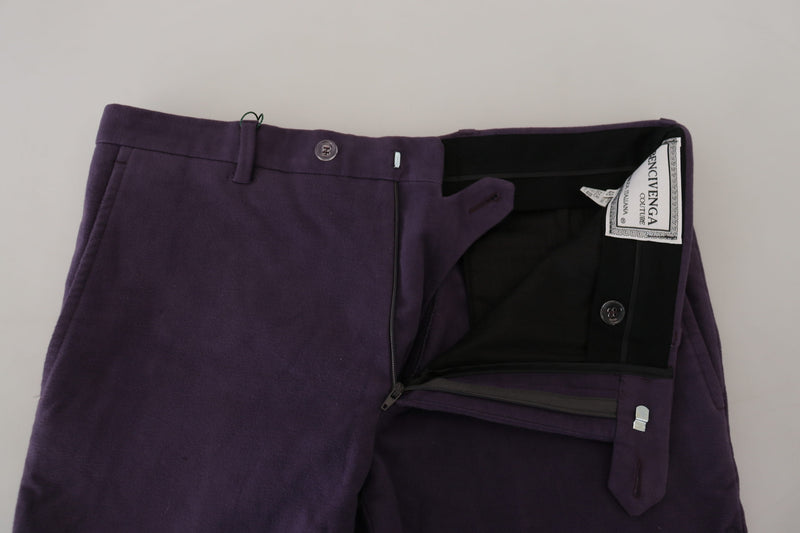 Eleganti pantaloni di cotone viola