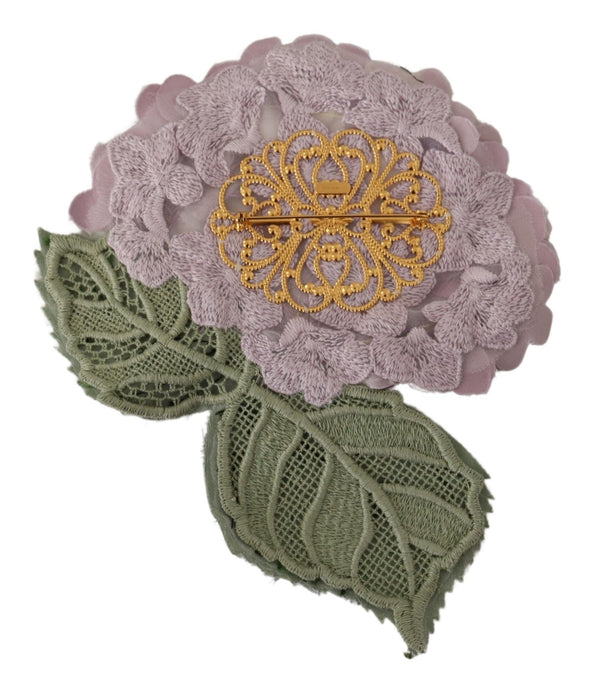 Elegante broche de mezcla de seda floral púrpura