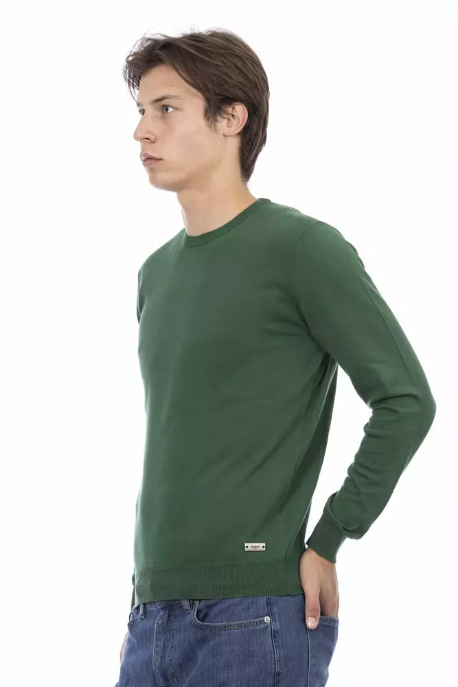 Elegante maglione da collo di cotone verde di cotone