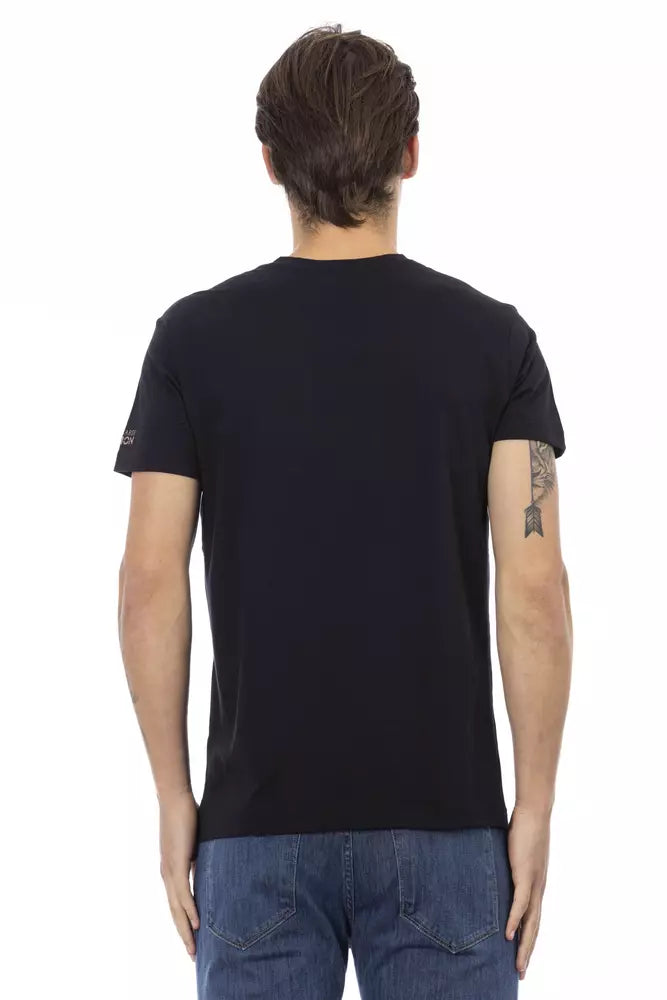 T-scollo a V-Neck Black con stampa anteriore chic