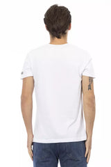 T-shirt à col en V blanc élégant avec imprimé élégant