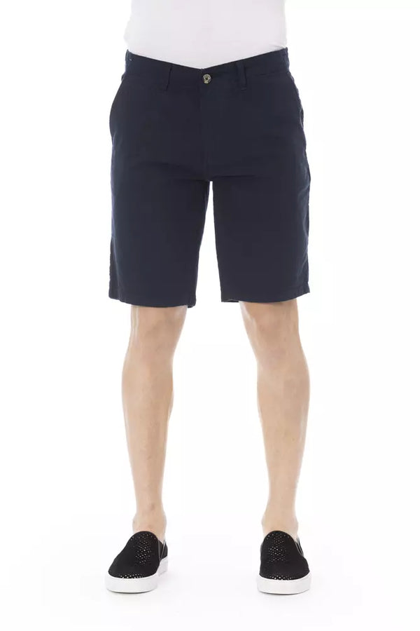 Eleganti pantaloncini bermuda in blu massiccio