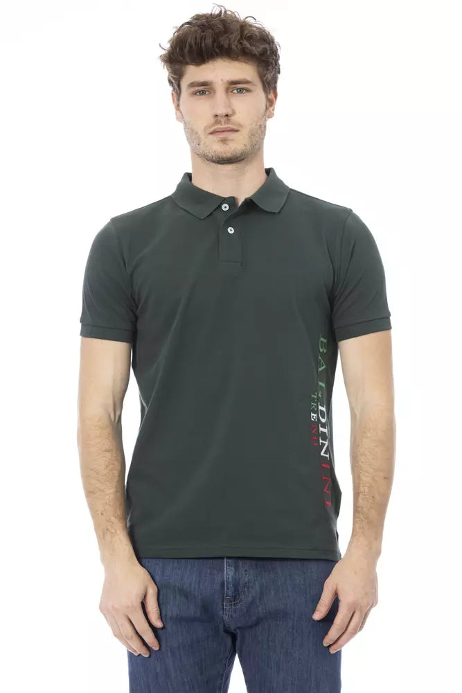 Green Cotton Men Polo