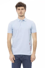 Chic hellblau gestickte Poloshirt