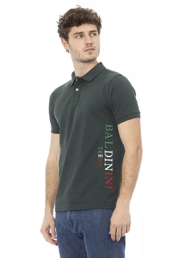 Chic Green Sticked Polo Shirt