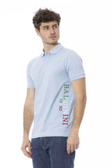 Chic hellblau gestickte Poloshirt