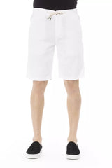 Eleganti pantaloncini di bermuda di cotone bianco