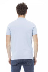 Chic hellblau gestickte Poloshirt