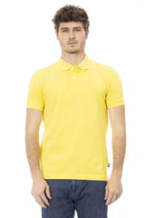 Polo di cotone giallo soleggiato con ricamo chic