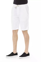 Elegantes pantalones cortos de bermudas de algodón blanco