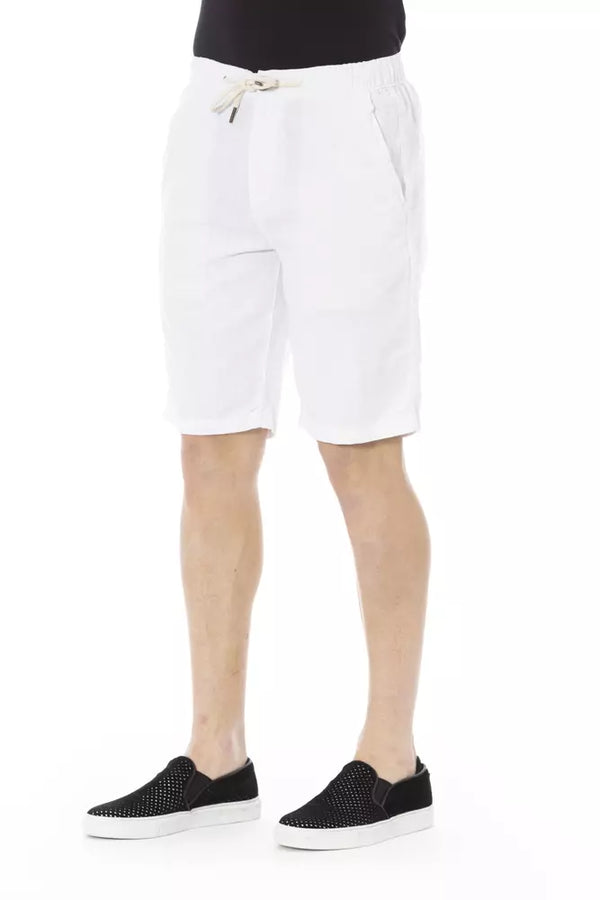 Elegante weiße Baumwoll -Bermuda -Shorts