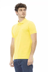 Polo di cotone giallo soleggiato con ricamo chic