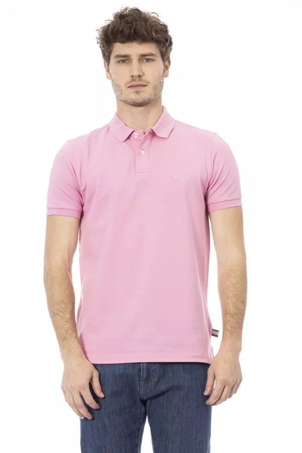 Chic Pink Cotton Polo με κομψό κέντημα