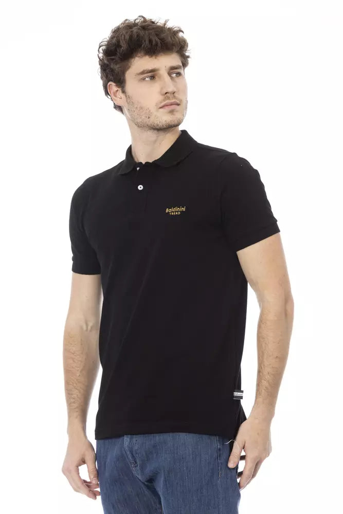 Polo en coton noir élégant avec broderie