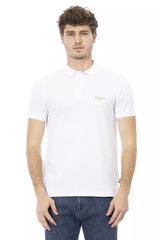 Elegante polo de algodón blanco con bordados elegantes