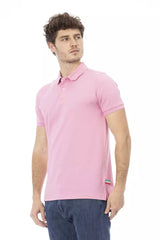 Polo di cotone rosa chic con elegante ricamo