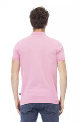 Polo di cotone rosa chic con elegante ricamo