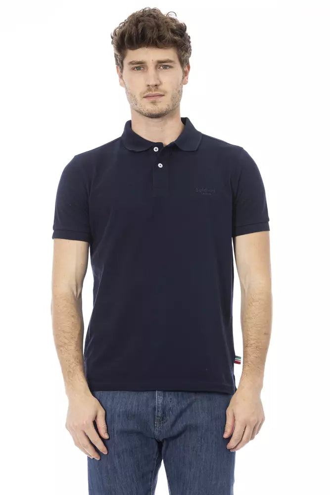 Polo en coton bleu élégant avec broderie chic