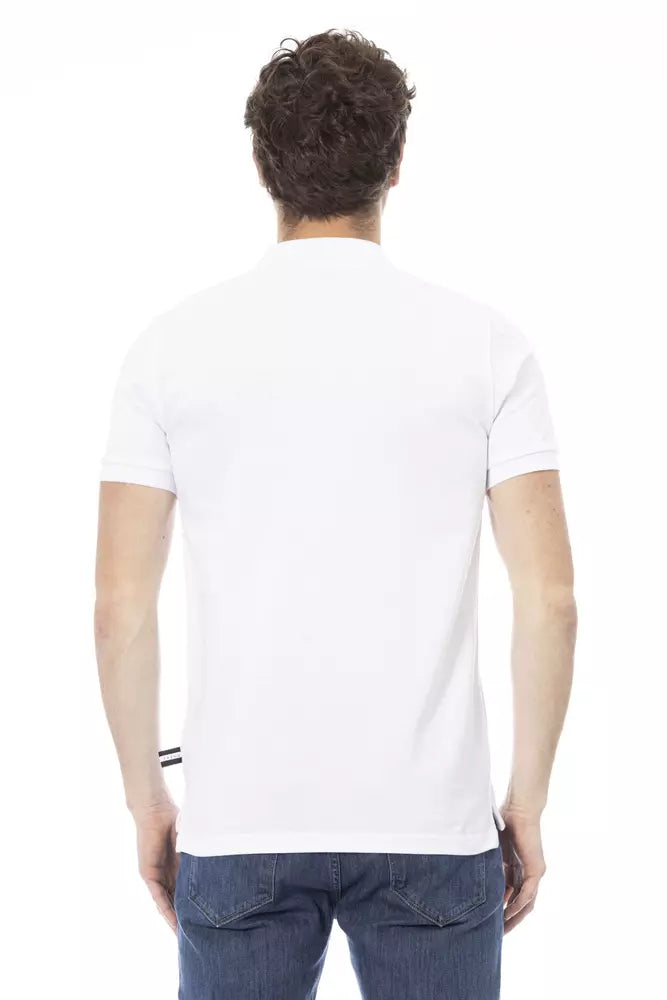 Elegante polo de algodón blanco con bordados elegantes