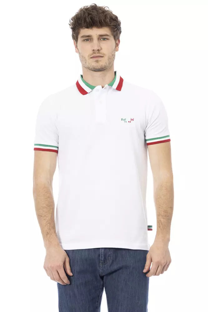 White Cotton Men Polo Shirt