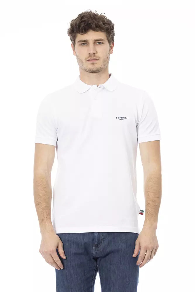 Polo de algodón blanco elegante con bordados elegantes