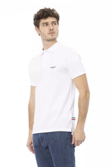 Polo di cotone bianco chic con elegante ricamo