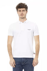 Polo bordado blanco elegante con mangas cortas