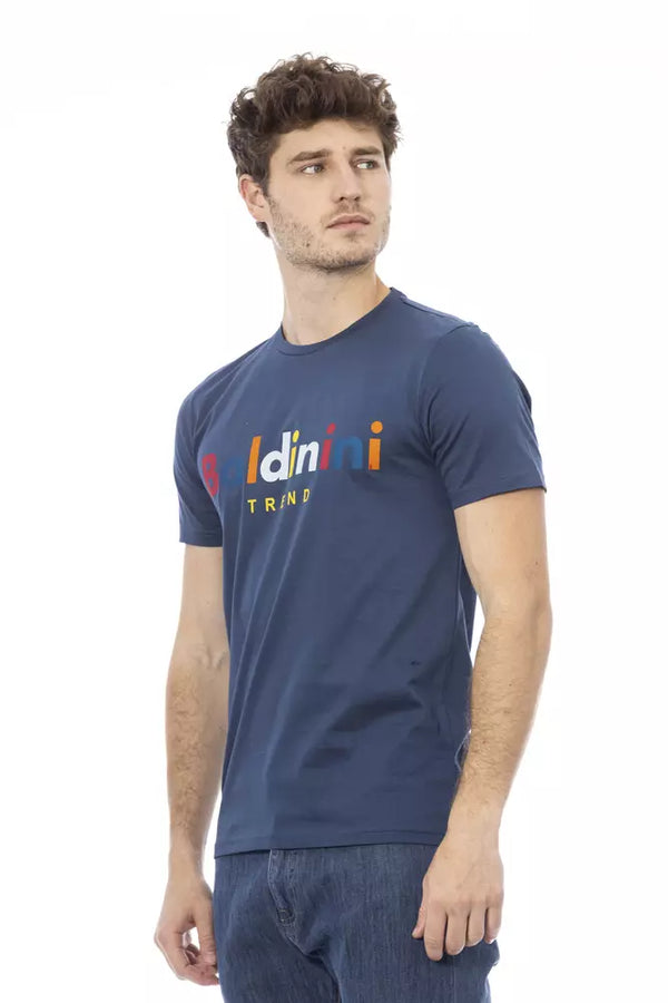 T-shirt en coton bleu chic avec imprimé avant