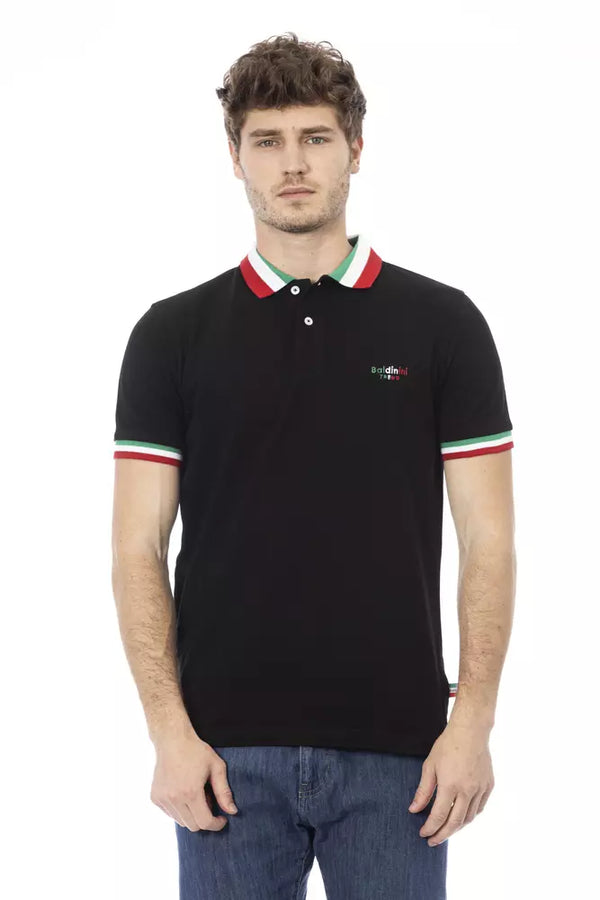 Polo di cotone del colletto tricolore